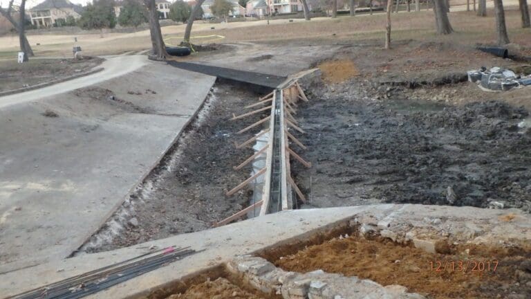 An in-progress Spillway Repair under Construction in Eldorado, Texas