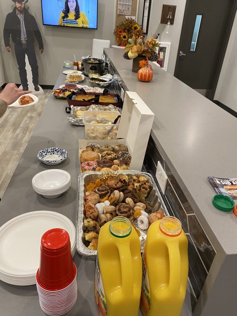 A picture of food at a Cardinal Strategies company celebration.