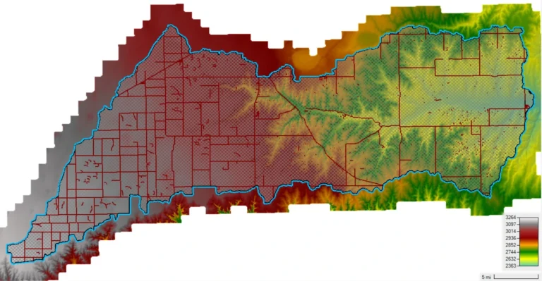 Entirety of HUC 8 Watershed with Urban Area (Terrain) image