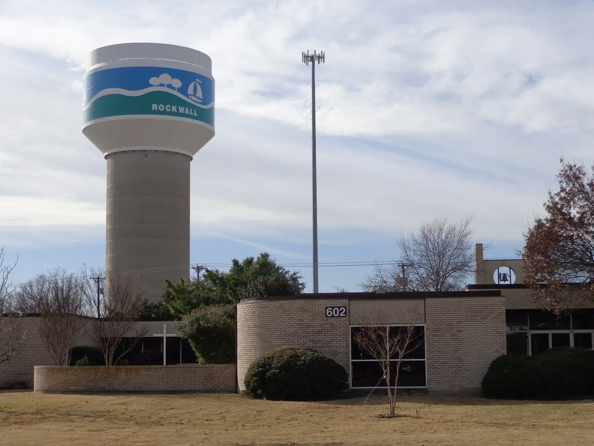Rockwall Water Tower above building