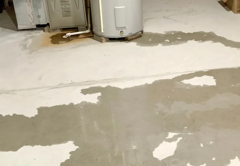 Drainage of a water leak on a basement floor.