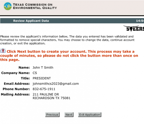 Texas Commission On Environmental Quality screenshot of step four