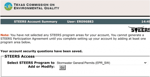 Texas Commission On Environmental Quality screenshot of step six