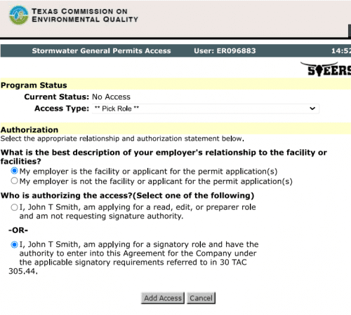 Texas Commission On Environmental Quality screenshot of step seven a.